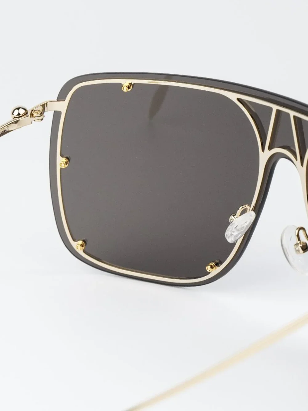 Alexander McQueen Men Sunglasses Gold Grey Shield AM0313S 001 NEW AUTHENTIC